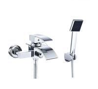 YFBCMXSKG Grifo de bañera Cromado de Gran Alcance con diseño de Cascada - Mezclador Monomando de latón para bañera de Pared con Ducha de Mano