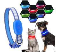 YFbrite Collar de perro con luz de 7 colores, collar de perro LED recargable, collar de perro intermitente, collar reflectante ajustable para perro que brilla por la noche (azul, XS)