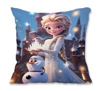 YFCHOTI Funda de cojín para niños, fundas de almohada de La Reina de Hielo Princesa Elsa, funda de cojín de dibujos animados con patrón de doble cara y cremallera oculta para cama, sofá, silla, coche
