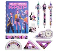 YFCHOTI Korean Pop - Juego de escritura escolar para niñas, bolígrafo de punta redonda, regla, cuaderno, marcapáginas magnéticos con estilo anime, cazador, material escolar, artículos de papelería