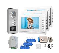YFDGD Timbre de puerta de video a color de 7 pulgadas con control de acceso RFID, sistema de cámara de control de acceso para apartamentos múltiples, intercomunicador, pantalla transparente