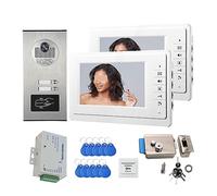 YFDGD Timbre de puerta de video a color de 7 pulgadas con control de acceso RFID, sistema de cámara para 2/3/4 unidades, intercomunicador, pantalla transparente, protección para todo tipo de clima