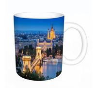 YFHJV Tazas de Café,Taza de Cerámica para Té y Café - Regalo Original - 330 ml - Desayuno Tazas Tazas graciosas,Vista del centro de la ciudad de Budapest a través del Danubio, hermos,tazas originales