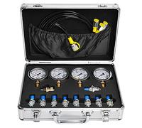 YFIXTOOL Kit de prueba de presión hidráulica para excavadoras, contiene 10 acoplamientos, 3 mangueras de prueba, 4 manómetros (1500 psi, 3500 psi, 6000 psi, 9000 psi)