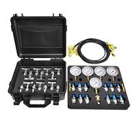 YFIXTOOL Medidor de presión hidráulico 10/100/250/400/600bar, kit de manómetro hidráulico con 5 medidores, 5 mangueras de prueba, 13 acoplamientos, 14 piezas en T, para excavadoras