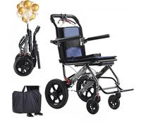 YFJBDKS Silla de ruedas plegable ligera premium para adultos, diseño ultra compacto (solo 18 libras), silla de ruedas portátil para viajes para personas mayores,Azul,Black frame