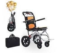 YFJBDKS Silla de ruedas plegable ligera premium para adultos, diseño ultra compacto (solo 18 libras), silla de ruedas portátil para viajes para personas mayores,Amarillo,Silver frame