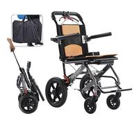 YFJBDKS Silla de ruedas plegable ligera premium para adultos, silla de transporte ultraligera, mango telescópico, frenos de mano, silla de ruedas ideal para personas mayores,Amarillo,Black frame