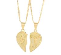 Yfjyxen Virgin Mary Layered Heart Combination Prayer Couple Necklace, Guadalupe Pendant Set His and Her Necklaces, Te Amo Engraved Matching Jewelry with Adjustable Link Chain for Anniversary
