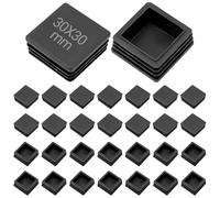 YFLeomry 30 tapones de láminas cuadrados, 30 x 30 mm, tapones de plástico negro para perfil de aluminio, tubo cuadrado, para cubierta de tubo de acero inoxidable, tubo de aluminio, tapas para patas de