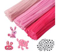 YFLeomry 300 piezas de limpiapipas para manualidades, 3 diferentes cables de chenilla rosa para proyectos creativos de bricolaje y decoración artesanal, limpiapipas para manualidades rosa con 100