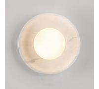 YFMYY Aplique De Pared De Alabastro Blanco, Lámpara De Pared De Piedra De Mármol Natural con Pantalla De Vidrio Globo, Lámpara De Pared Moderna Redonda Cableada for Dormitorio, Sala De Estar