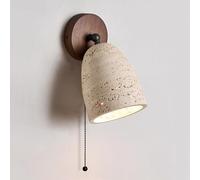 YFMYY Aplique de pared de piedra natural con interruptor de tiro, pantalla de mármol ajustable, lámpara de pared de travertino amarillo estilo japonés Wabi Sabi for dormitorio, sala de estar