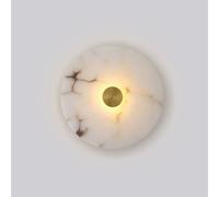 YFMYY Lámpara De Pared De Mármol Moderna Nórdica, Iluminación De Apliques De Pared De Alabastro Natural, Pantalla De Piedra Redonda con Luz Cálida De 3000 K, Luz De Pared De Interior(Gold,20cm)