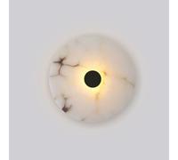 YFMYY Lámpara De Pared De Mármol Moderna Nórdica, Iluminación De Apliques De Pared De Alabastro Natural, Pantalla De Piedra Redonda con Luz Cálida De 3000 K, Luz De Pared De Interior(Black,30cm)