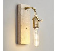 YFMYY Mid Century Vintage Marble Wall Sconce, Natural Yellow Travertine Wall Lamp With E27 Base, Japanese Style Wabi-sabi Art Lighting Fixture For Bedroom Bedside Hallway Entryway(Gold)