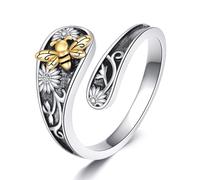 YFN Abeja Anillo Cuchara Plata de Ley 925 Anillo Cuchara Vintage Joyería Regalo para Hombres Mujeres