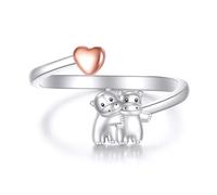 YFN Anillo de plata de ley con diseño de animales, para madre e hija, regalo para mujer, Plata de ley, Sin piedras preciosas
