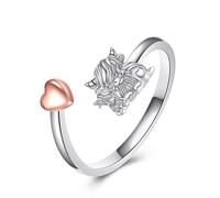 YFN Anillo de plata de ley con diseño de animales, regalo para mujeres y madres (tamaño ajustable), 7, Plata de ley, Sin piedra preciosa