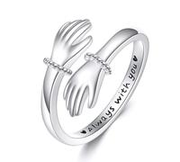YFN Anillo de plata de ley con texto en inglés «Always With You Hope», tamaño ajustable, 7, joyería de amistad, regalo para mujer
