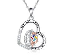 YFN Cadena de conciencia del autismo, plata de ley, rompecabezas de autismo, pieza colgante, collar, cerebro, ASD, autismo, joyería para mujeres, inspirador autismo, conciencia