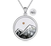 YFN Christian Faith Mountains - Collar de semillas de mostaza, joyería de montaña, plata de ley 925, colgante de montaña, regalo para mujer, 20*27mm, Plata esterlina, Concha de abulón