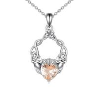YFN Claddagh Collar de Plata de Ley Birthstone Colgante Joyería Celta Regalos irlandeses para las mujeres (11-noviembre)