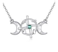 YFN Collar con colgante de cruz de San Brígida de plata de ley con triple luna, diosa de Santa Brígida, joyería irlandesa para mujer, regalos irlandeses, normal, Plata esterlina, No es una piedra