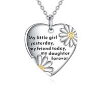 YFN Collar con colgante familiar para hija/madre/padre/hermanas, regalo de cumpleaños, para mujeres, hombres y niñas, normal, Plata esterlina, No es una piedra preciosa