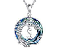 YFN Collar con letras del árbol de la vida para mujer, plata de ley 925, iniciales del alfabeto, colgante para el día de la madre, regalo para ella, normal, Plata esterlina, No es una piedra preciosa
