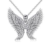 YFN Collar de ala de plata de ley con colgante de ala de ángel para mujer, regalo de ángel para mujer, Normal, Plata esterlina, No es una piedra preciosa