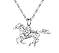 YFN Collar de caballo para niñas, plata de ley, joyas para caballos, regalos para mujeres, regalos para niñas y mujeres, 45,7 cm + 5,1 cm, 20.1 x 27.6 mm, Plata esterlina, No aplicable