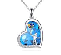 YFN Collar de concienciación sobre el autismo de plata de ley con colgante de pieza de rompecabezas para autismo, joyería para mujeres, regalos inspiradores de concienciación sobre el autismo, Normal