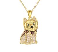 YFN Collar de perro de plata de ley con colgante de cachorro, regalo para mujeres amantes de los perros, normal, Plata esterlina, No es una piedra preciosa