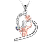 YFN Collar de pintura de plata de ley con colgante de pintura para mujeres, regalos de arte para artistas, profesores de arte, Plata esterlina, No es una piedra preciosa