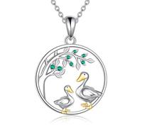 YFN Collar de plata de ley 925 con colgante de elefante, para familia, madre e hija, joyería de animales para mujeres y niñas, normal, Plata esterlina, No es una piedra preciosa