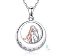 YFN Collar de plata de ley 925 con colgante de urna de cenizas de perro para mujer, con cadena de 45,7 cm + 5 cm, regalo para la pérdida de un amigo peludo querido