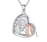 YFN Collar de plata de ley 925 con urna de cremación para guardar cenizas, perro y gato, colgante de recuerdo de huellas de perro de 45 + 5 cm, joyería conmemorativa para mascotas por la pérdida de un