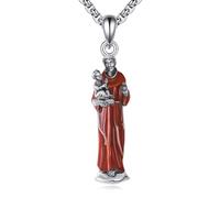 YFN Collar de plata de ley con colgante de amuleto de San Patrón, joyería religiosa, regalo para mujeres y hombres, normal, Plata esterlina, No es una piedra preciosa