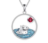 YFN Collar de plata de ley con colgante de capibara, joyería de capibara para mujeres y niñas, regalos de capibara para mamá e hija, Plata esterlina, No es una piedra preciosa