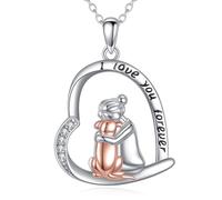 YFN Collar de plata de ley con colgante de perro para mujer, perro y niña, dije de cachorro, recuerdo para amantes de las mascotas, joyería conmemorativa para Navidad, día de San Valentín, día de la