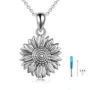 YFN Collar de plata de ley con diseño de urna de girasol para mujer, colgante de recuerdo de joyería de cremación, soporte para cenizas conmemorativas, regalo de condolencias por la pérdida de madre