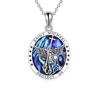 YFN Collar de plata de ley de San Miguel/San Cristóbal/Jesús/Virgen María para hombres y mujeres, católico/protector/talismán Miguel Arcángel collar joyería 18+2 pulgadas