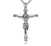 YFN Collar de urna de crucifijo para hombres y mujeres, plata de ley 925, colgante de cenizas con cruz de Jesús con cadena de 22 pulgadas + 2 pulgadas, joyería de recuerdo conmemorativo, regalo de