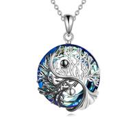YFN Collar Yin Yang de plata de ley con colgante de árbol de la vida, joyas regalos para mujeres y hombres, Normal, Plata esterlina, No es una piedra preciosa
