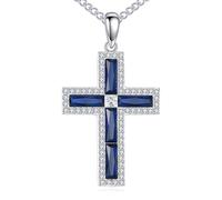 YFN Cruz Collar de Plata de Ley Cubic Zirconia Cruz Colgante Joyería Religiosa Regalos para Mujeres Hombres, Normal, Plata esterlina, No es una piedra preciosa