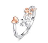 YFN Gato, elefante, rana, pingüino, panda, koala, perezoso Anillo de plata de ley 925 Anillo con extremo abierto Tamaño ajustable Lindo Animal Joyería Regalos para Mujeres Hombres (Rana)
