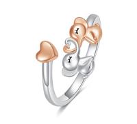 YFN Gato, elefante, rana, pingüino, panda, koala, perezoso Anillo de plata de ley 925 Anillo con extremo abierto Tamaño ajustable Lindo Animal Joyería Regalos para Mujeres Hombres (Elefante)