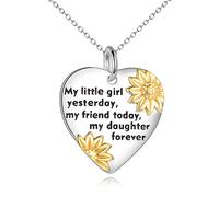 YFN Hija Cumpleaños Collar Plata de Ley Colgante Amor Girasol Joyería Regalo para Hija