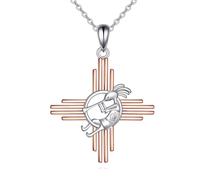 YFN Kokopelli - Collar de plata de ley con colgante de sol Zia, joyería Kokopelli para mujer, regalos de México, dije del suroeste